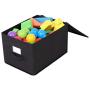 SONGMICS Set of 3 Foldable Storage Boxes with Lids, Fabric Cubes with Label Holders, Storage Bins Organiser, 11.8 x 15.7 x 9.8 Inches, Black URLB40H
