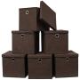 Pezin & Hulin 6 Pack Foldable Storage Cubes with Lid and Metal Eyelet Handle, Fabric Storage Bins 11 x 11 x 11 inch, Collapsible Basket Boxes Container, Cloth Organizer for Shelves, Closet, (Brown)