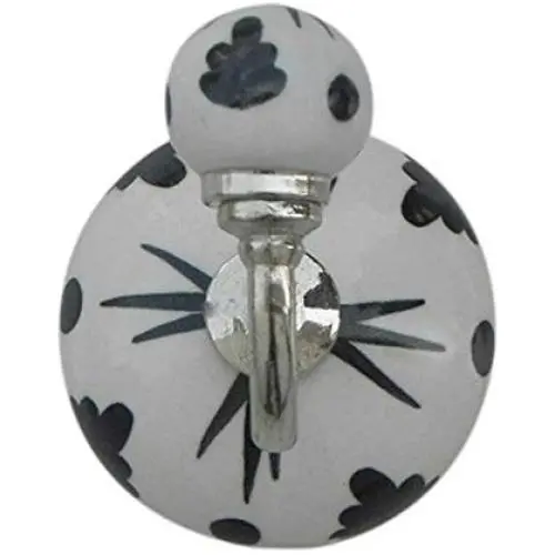 Indianshelf Handmade 1 Artistic Vintage Black Ceramic Floral Dot Key Hooks Hangers/Wall Hooks for Coats Indianshelf Handmade 1 Artistic Vintage Black Ceramic Floral Dot Key Hooks Hangers/Wall Hooks for Coats