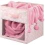 mDesign Soft Fabric Closet Storage Organizer Cube Bin Box, Clear Window and Handle - for Child/Kids Room, Nursery, Playroom, Furniture Units, Shelf - 11" High, 4 Pack - Pink/White Polka Dots