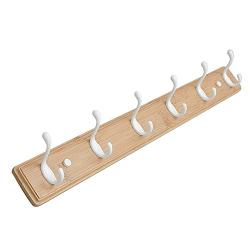 ZEMIN Wall Mounted Coat Rack Clothes Hat Hanger Holder Hooks Fashion European Style Wood, 4 Colors, 4 (Color : Log, Size : 6 Hooks)