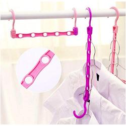 5pcs Random Color 5-Hole Space Saving Plastic Clothes Hanger Magic Hanger Space Saving Hanger Wonder Closet Organizer Multi-Port Hook