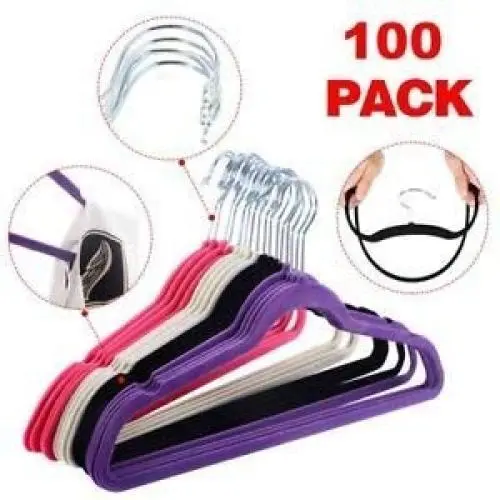 White, Black, Purple,Red 100PCS Non Slip Velvet Clothes Suit/Shirt/Pants Hangers-Cretamarket White, Black, Purple,Red 100PCS Non Slip Velvet Clothes Suit/Shirt/Pants Hangers-Cretamarket