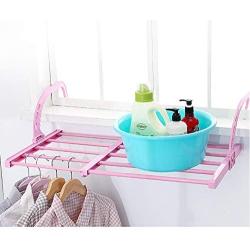 Multipurpose Folding Drying Rack Outdoor Portable Clothes Hanger Balcony Laundry Dryer Airer (Pink)