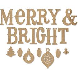 ADORNit DIY Wood Swag Banner Hanger - Word Text (Merry and Bright)