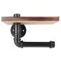 Industrial Toilet Paper Holder with Wooden Shelf Metal Wall Storage Iron Pipe Missingift Tissue Roll Hanger (Single Faced) Industrial Toilet Paper Holder with Wooden Shelf Metal Wall Storage Iron Pipe Missingift Tissue Roll Hanger (Single Faced)