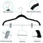 SMART ONYE Pack of 20 Strong and Durable-Heavy Duty-Velvet Clothes Hangers with Clips-Space Saving Velvet Skirts Hangers-Non Slip Velvet Pants Hangers-360 Degree Swivel Hook-Black