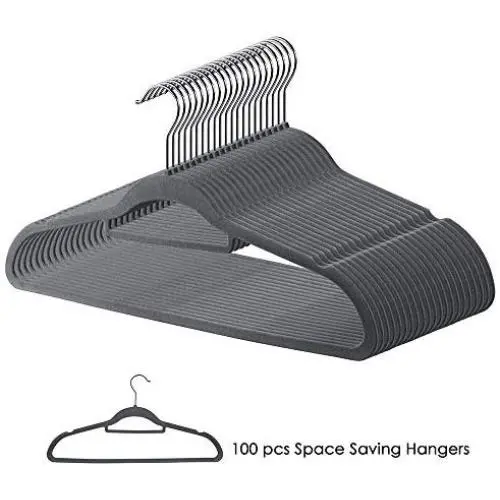 Yeshom 100Pcs Velvet Hanger Non Slip Clothes Suit Flocked Hangers Swivel Hook Ultrathin Space Saving Home Wardrobe Yeshom 100Pcs Velvet Hanger Non Slip Clothes Suit Flocked Hangers Swivel Hook Ultrathin Space Saving Home Wardrobe