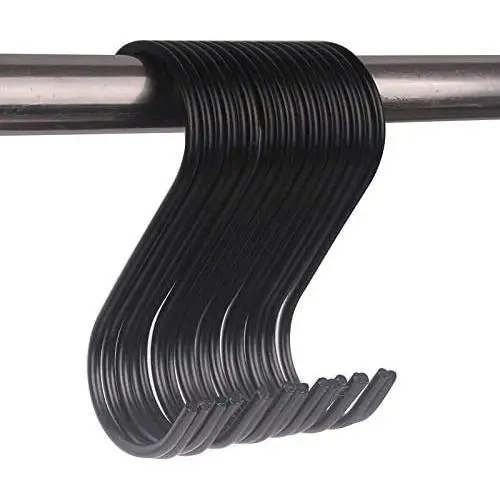WARMBUY 30 Pack Black S Hooks Heavy Duty Steel Utility Hooks for Hanging Pans Pots Clothes Plants Bags Towels
