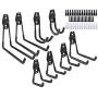 Dirza Utility Hooks Wall Mount Tool Holder U-Hooks for Home Garage Storage Organizer Garden Tools Shovels Rake Stroller Ladder Black 8 Pack