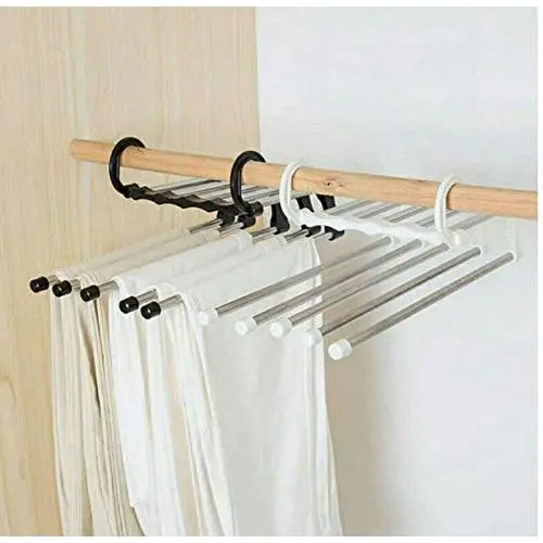 5pcs Random Color 5 in 1 Pant Rack Shelves Stainless Steel Clothes Hangers Multi-Functional Wardrobe Magic Hanger 5pcs Random Color 5 in 1 Pant Rack Shelves Stainless Steel Clothes Hangers Multi-Functional Wardrobe Magic Hanger