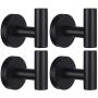 Wall Towel Hooks Coat Hook Bathroom Matte Black Robe Hook SUS 304 Stainless Steel Heavy Duty Door Hanger Towel Robe Clothes Cabinet Closet Sponges Hook for Bathroom Bedroom Kitchen Hotel Pool 4 Packs