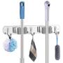 SYOSIN Mop Broom Holder Heavy Duty Hooks Hanger Wall Mounted Stainless Steel Organizer for Lanudry Garden Garage Tools Rack Storage Durable