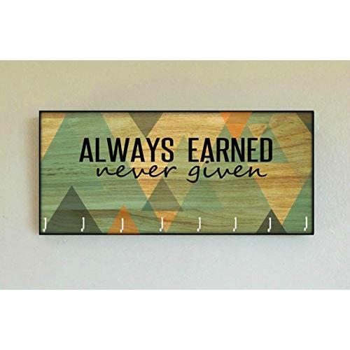 Race Medal Holder/Running Medal Hanger ALWAYS EARNED NEVER GIVEN- Wood Wall Mounted Medal Organizer. CUSTOMIZATION Available Race Medal Holder/Running Medal Hanger ALWAYS EARNED NEVER GIVEN- Wood Wall Mounted Medal Organizer. CUSTOMIZATION Available