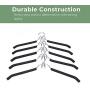 JS HANGER Coat Hangers, Metal Suit Hangers with Non-Slip Foam Coating, Space Saving Add On Hooks - Black, Set of 10