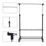 Shelf Folding Storage Laundry Drying Closet Holder Rack Stick Hanger Rolling Clothes