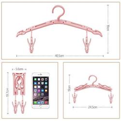 JCBIZ 2PCS Blue Portable Folding Hanger with Clip Multi-Function Foldable Household Anti-Slip Clothes Hangers for Traveling