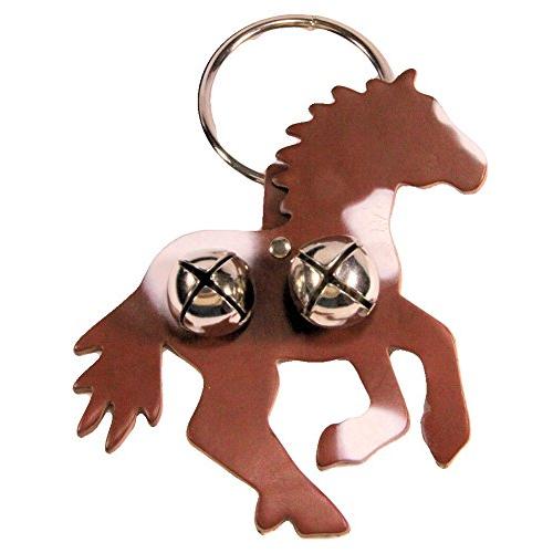 Brown Leather Running Horse Door Knob Hanger with Silver Bells - Paint