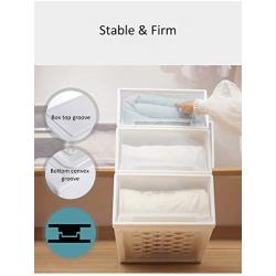 Decdeal Stackable Clear Clothes Drawer Transparent Plastic Organizer Storage Boxes Thickened Cabinet Closet Cases