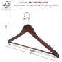 JS HANGER Coat Hanger Wooden Suit Hanger with Non Slip Pants Bar and Cut Notches - Walnut, Set of 20