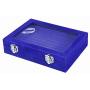 Pasutewel 7 Slots Velvet Glass Rings Earrings Jewellery Display Stand Storage Boxes Holder Organiser Tray Case - Blue