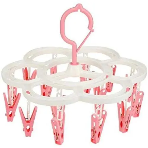 lliang Hangers 16 Clips Portable Socks Cloth Hanger Rack Clothespin Folding Foldable Multifunctional Wardrobe Storage Cloth Hangers