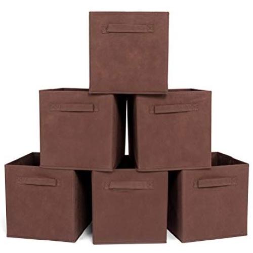 Foldable Non-Woven Fabric Storage Boxes Household Organizer Boxes Storage Cubes Bin Boxes with Lids for Clothing Toys Office 6 PCS