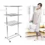 Stainless Steel Three-Layer Foldable Hanger Clothes Drying Rack Household Clothes Shoes Movable Hanger Baby Clothes Hangers