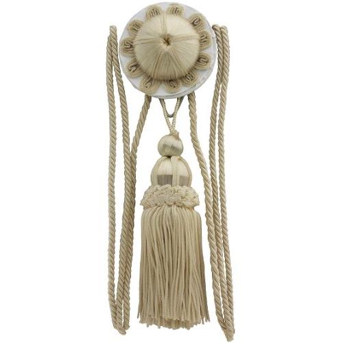 House of Antique Hardware R-010SV-170 Flora Rosette and Tassel Picture Hanger Kit with Rail Hook in Antique Ivory