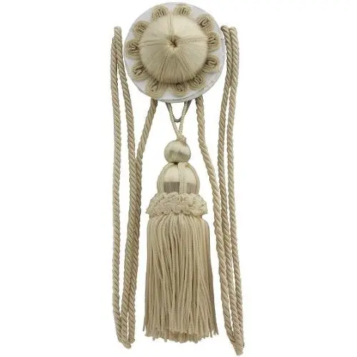 House of Antique Hardware R-010SV-170 Flora Rosette and Tassel Picture Hanger Kit with Rail Hook in Antique Ivory