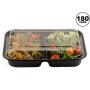 [180 Pack] 3 Compartment Black Disposable Container with Lids, Meal Prep Container, Food Storage Bento Box, Disposable, Stir Fry | Lunch Boxes | BPA Free | by EcoQuality