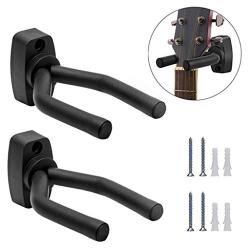 Yevison 1 Pcs Guitar Wall Hook Guitar Display Bracket Bass Wall Hanger Holder Suit for All Guitars, Bass,Violin, Ukulele and Fiddle Black Practical and Useful