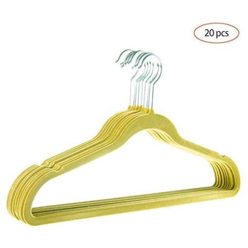 ZZYQ Velvet Hanger, Clothes Hangers Velvet,Space Saving,Non Slip Hangers,20pcs,Yellow ZZYQ Velvet Hanger, Clothes Hangers Velvet,Space Saving,Non Slip Hangers,20pcs,Yellow