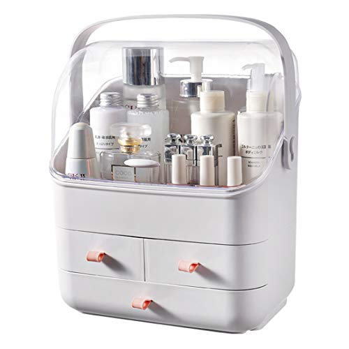 Haturi Makeup Organizer Box, Cosmetics Storage Display Holder with Drawers, Portable Handle, Fully Open Waterproof Dustproof Lid, Great for Bathroom, Dresser, Countertop Haturi Makeup Organizer Box, Cosmetics Storage Display Holder with Drawers, Portable Handle, Fully Open Waterproof Dustproof Lid, Great for Bathroom, Dresser, Countertop