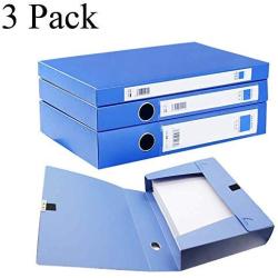 H&W 3 Pack, A4 Storage Archives Cases File Boxes Plastic with Lid, Boxes File, Height 35 55 75mm, Blue (WG3-Z1)