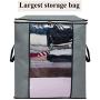 SLEEPING LAMB Large Foldable Storage Bag Organizer Clothes Storage Container for Blanket Comforter Clothing Bedding with Durable Handles, Grey