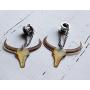 bull skull plug and tunnel cow skull dangle plugs 1/2 00g 3/8 9/16 ear gauges ear weights ear hangers ear piercing buffalo earrings for men