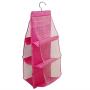 Wangmeili 6 Pockets Handbag Hanging Purse Storage Anti-dust Cover Large Clear Bag Holder Organizer Closet Rack Hangers Save Space (Pink)