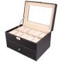 Chirde 20 Slots Watch Boxes Jewelry Display Case, Dual Layer Watch Holder Organizer with Lock and Key (US Stock)