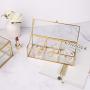 Feyarl Gold Glass Jewelry Trinket Boxes Storage Container Ring Earring Holder Clear Glass Decorative Boxes Beauty Display