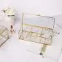 Feyarl Gold Glass Jewelry Trinket Boxes Storage Container Ring Earring Holder Clear Glass Decorative Boxes Beauty Display