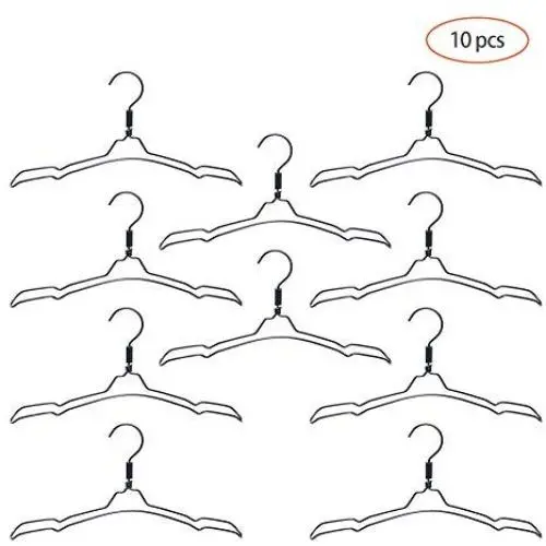 ZZYQ Metal Wire Clothes Hangers, Metal Hangers with Notches,Strong Coat Hanger,10pcs,Black ZZYQ Metal Wire Clothes Hangers, Metal Hangers with Notches,Strong Coat Hanger,10pcs,Black