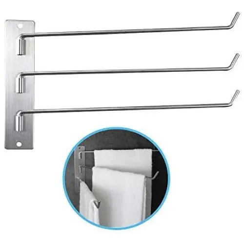 KSHAN Towel Hook Bath Swing Out Towel Bar SUS 304 Stainless Steel Bathroom Hand Towel Rack 3-Bar Folding Arm Swivel Hanger Wall Mount KSHAN Towel Hook Bath Swing Out Towel Bar SUS 304 Stainless Steel Bathroom Hand Towel Rack 3-Bar Folding Arm Swivel Hanger Wall Mount