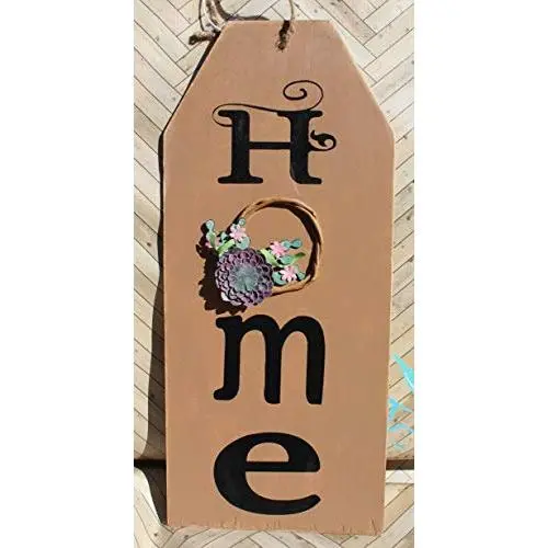 Home Floral Wreath Wooden Door Hanger Tag Sign Home Floral Wreath Wooden Door Hanger Tag Sign