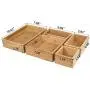 5-Piece Storage Boxes Dividers Set & Drawer Organizer with 100% Natural Bamboo, Silverware Tray for Office Desk Supplies and Accessories, Bathroom & Kitchen