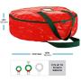 ZOBER Christmas Wreath Storage Bag 30" - Water Resistant Fabric Storage Dual Zippered Bag for Holiday Artificial Christmas Wreaths, 2 Stitch-Reinforced Canvas Handles, Card Slot for Labeling