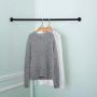 MyGift Matte Black Wall Mounted Metal Corner Clothing Hanging Bar, Garment Rack