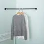 MyGift Matte Black Wall Mounted Metal Corner Clothing Hanging Bar, Garment Rack
