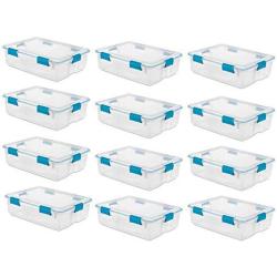 Sterilite 37 Qt Thin Gasket Boxes Clear Storage Bin Containers, 12-Pack | 19314304