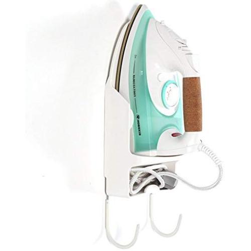 MOOUS Electric Iron Holder Wall Mounted Ironing Board Hanger Hook Ironing Holder Rack Space Saving for Hotel Home Bathroom RVs Campers Apartments(White)